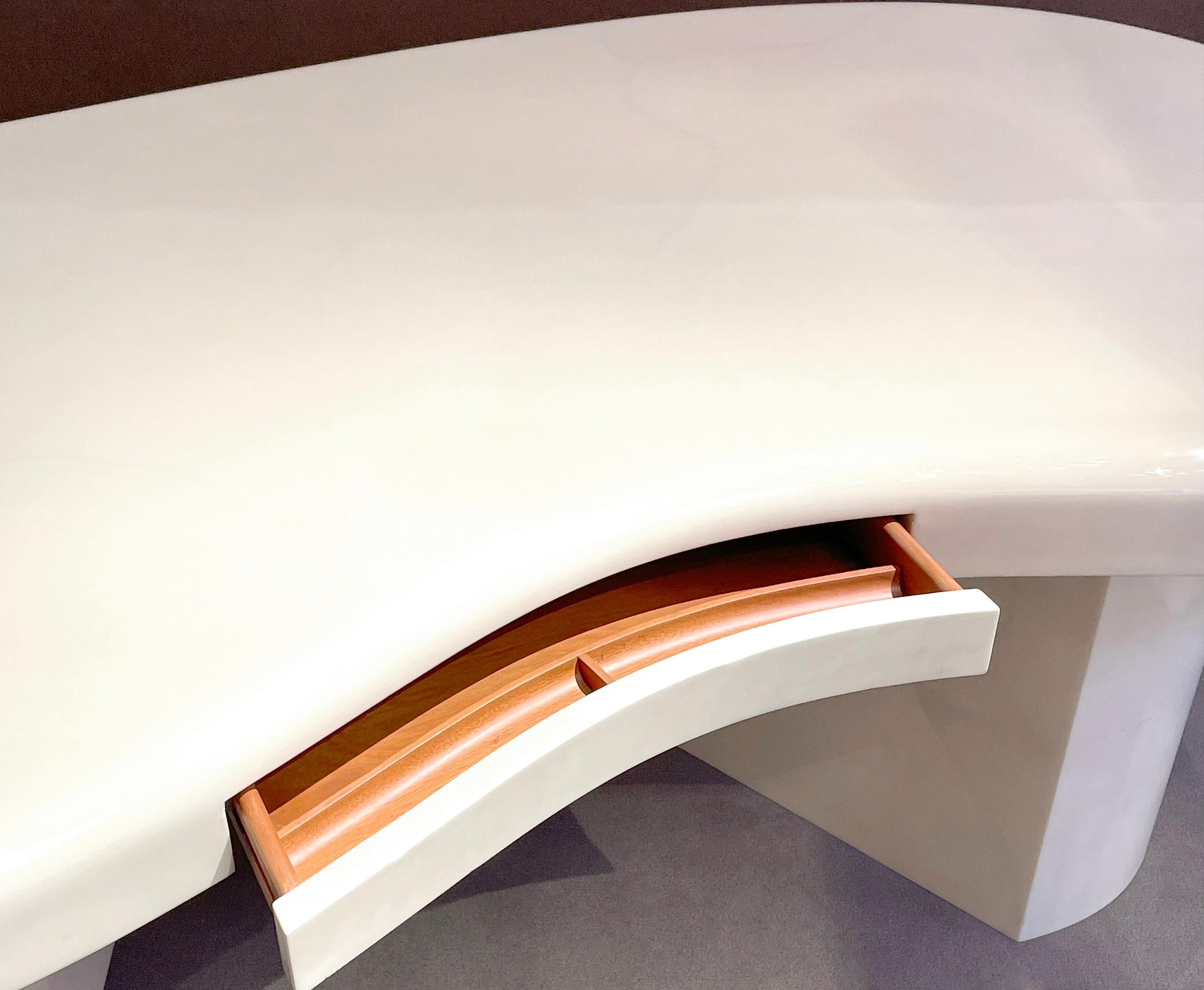 Karl Springer Ivory Goatskin Freeform Desk In Excellent Condition In TUJUNGA, CA