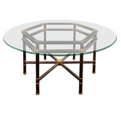 Karl Springer Jansen Style Dining Table in Polished Gunmetal and Brass 1980s