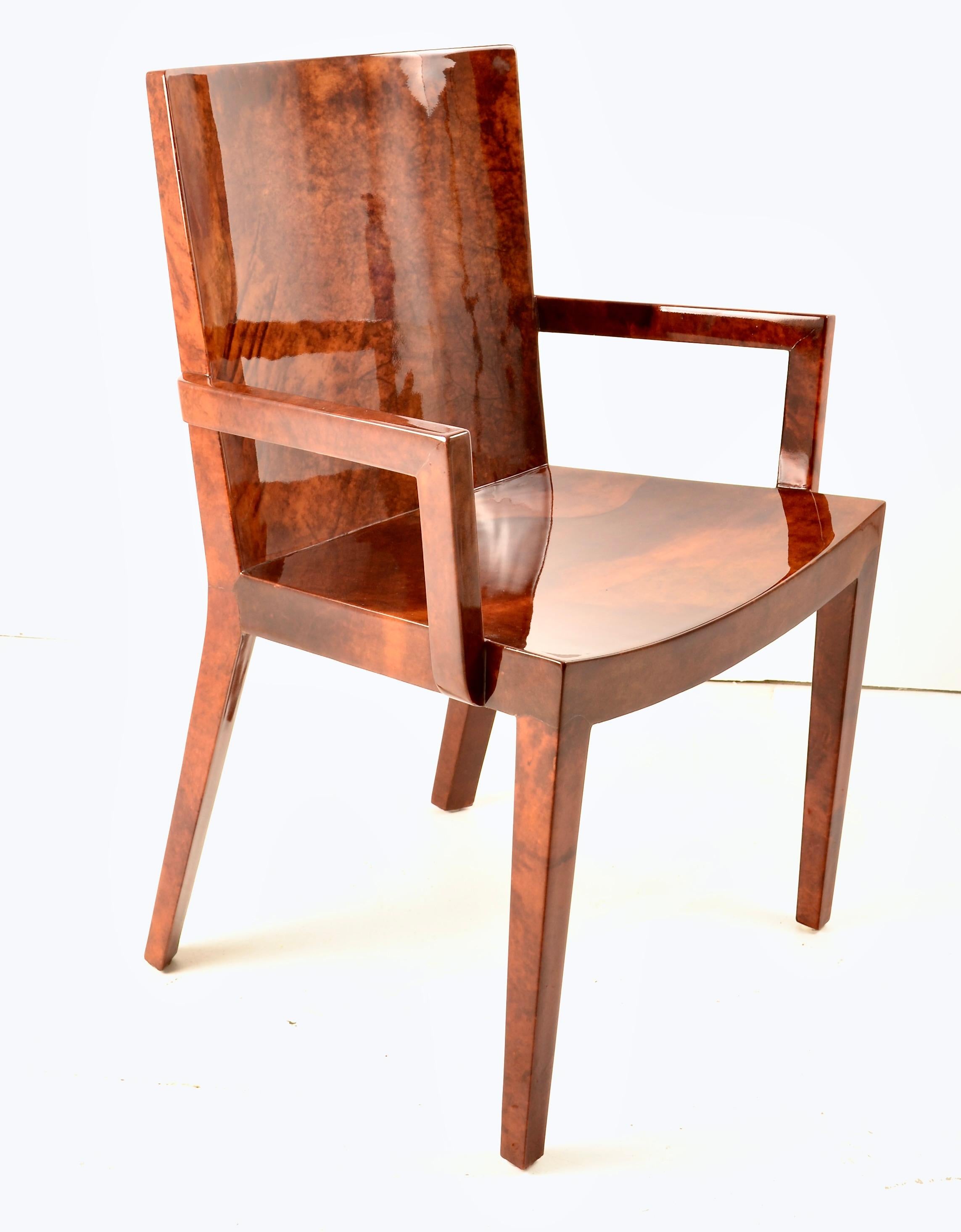 Modern Karl Springer JMF Arm Chair in Lacquered Goat Skin For Sale