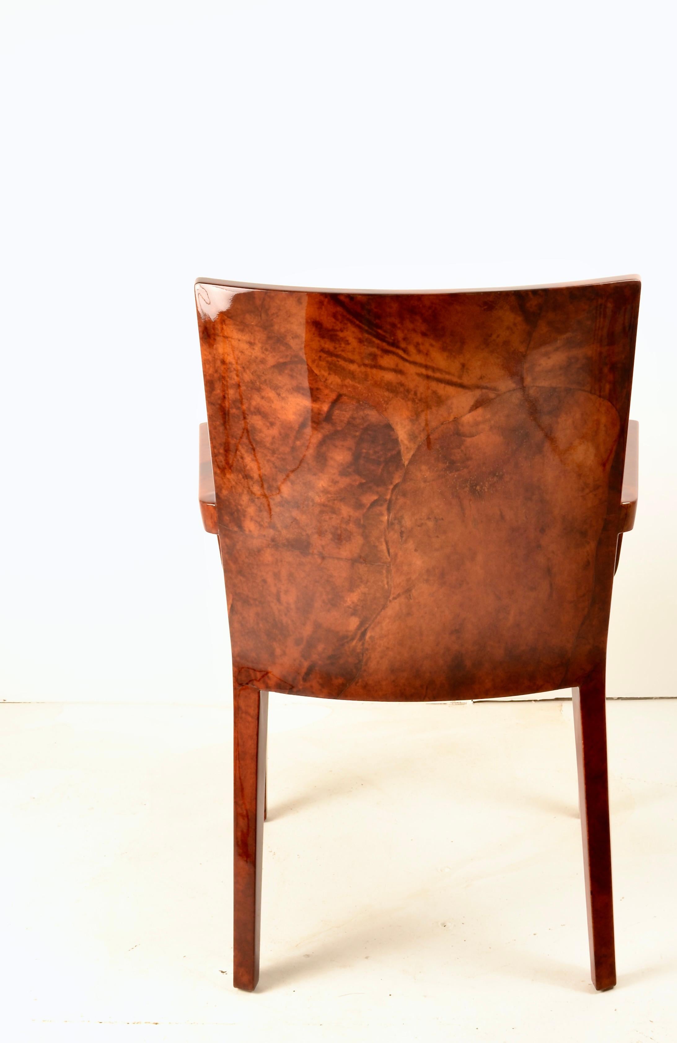 Late 20th Century Karl Springer JMF Arm Chair in Lacquered Goat Skin For Sale