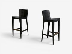 Karl Springer, JMF Barstools, Embossed Lizard Leather, Brass, USA, 1986