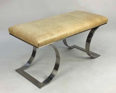 Karl Springer JMF "C" Bench in Stainless Steel with Original Upholstery