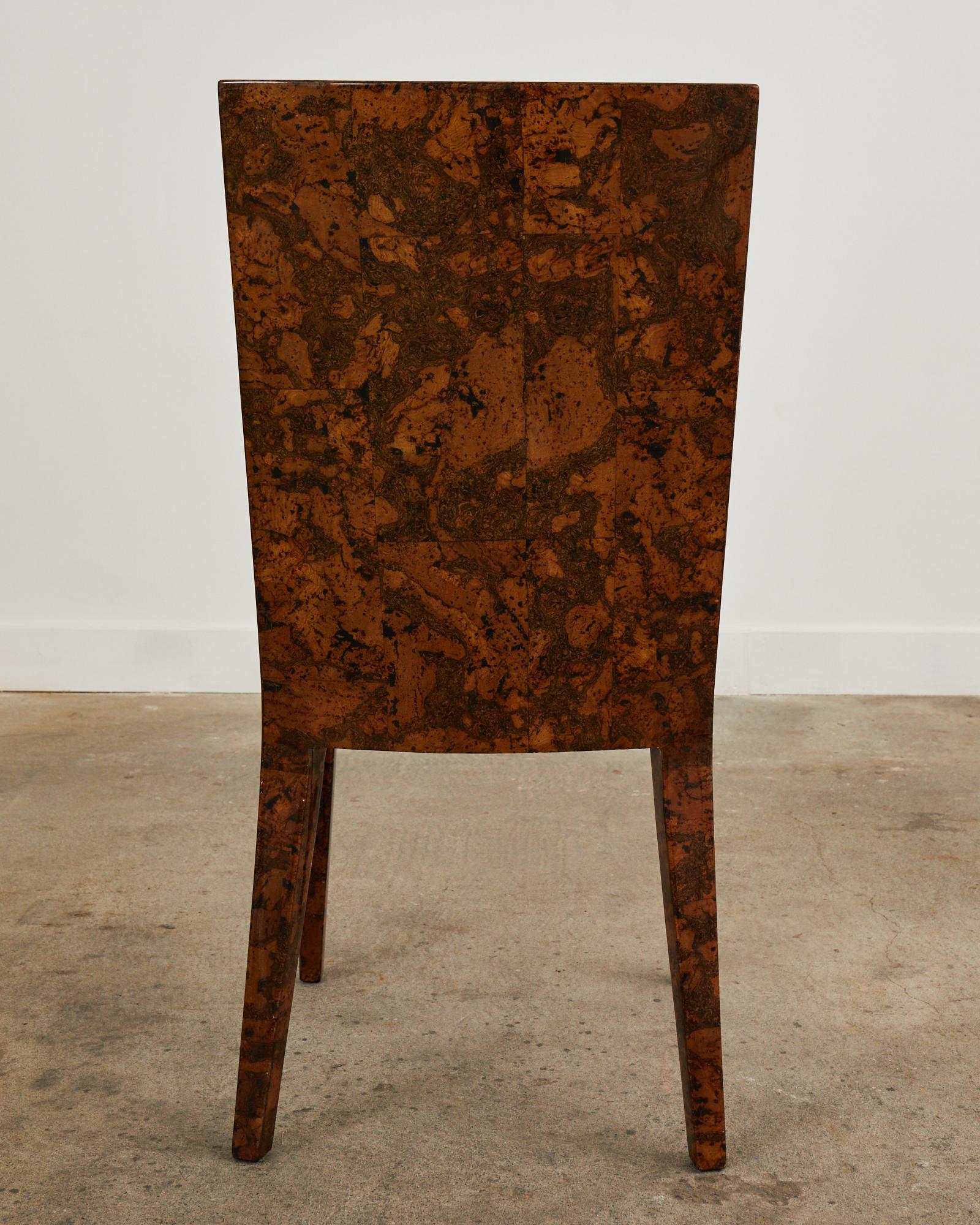 Karl Springer Attributed JMF Chair Lacquered Burlwood Patchwork For Sale 12