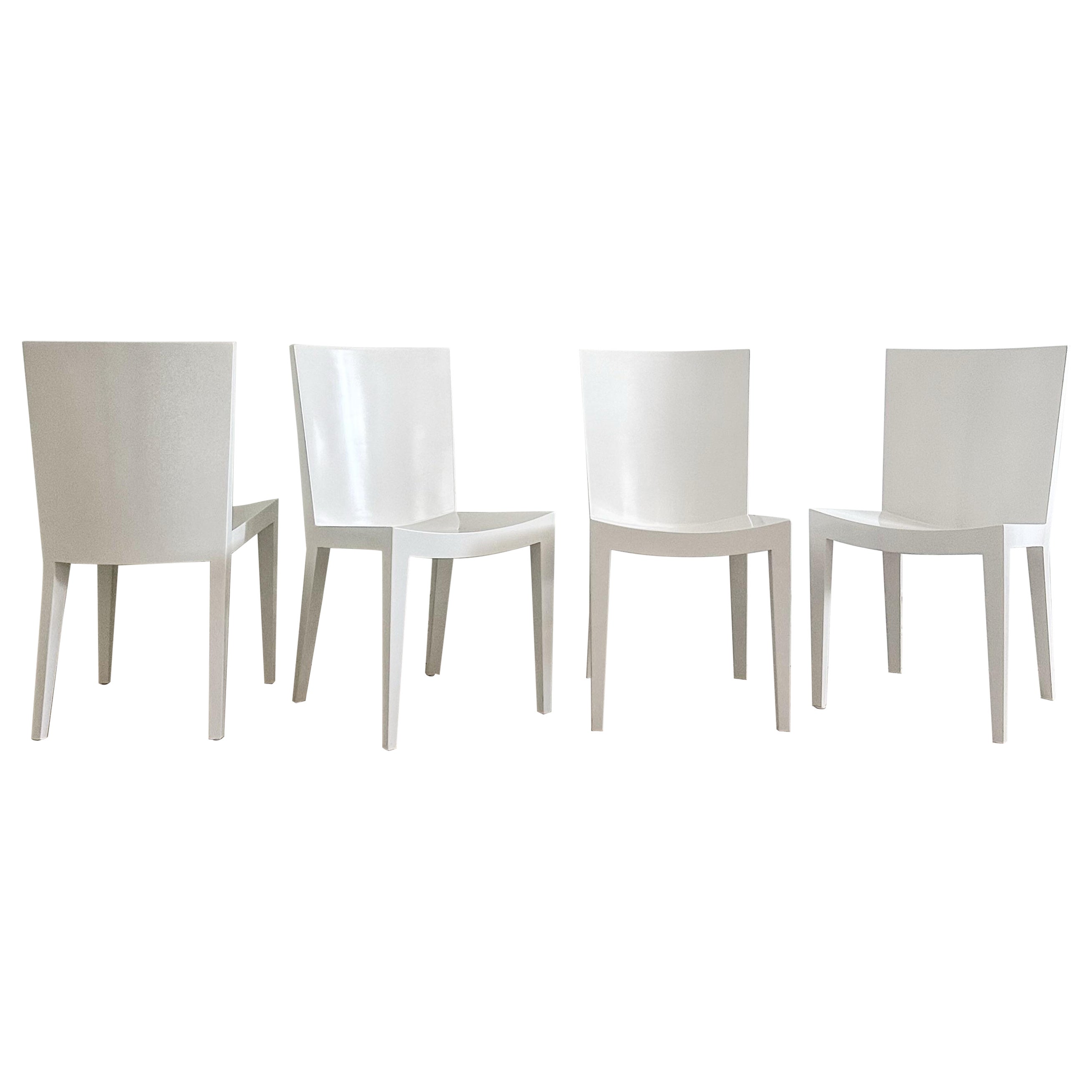 Karl Springer Jmf Chairs Set of 4 in White Lacquer, 1980s