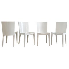 Ensemble de 4 chaises Jmf en laque blanche Karl Springer, années 1980