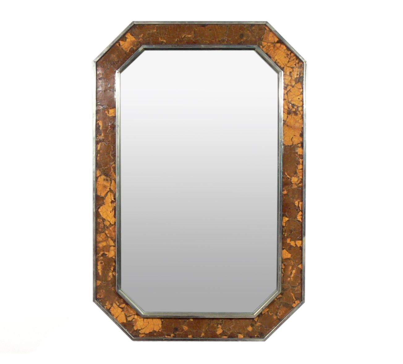 Mid-Century Modern Karl Springer Style JMF Console and Mirror