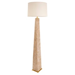 Lampadaire « J.M.F. Floor Lamp » de Karl Springer en corail fossilisé tessellé des années 1980
