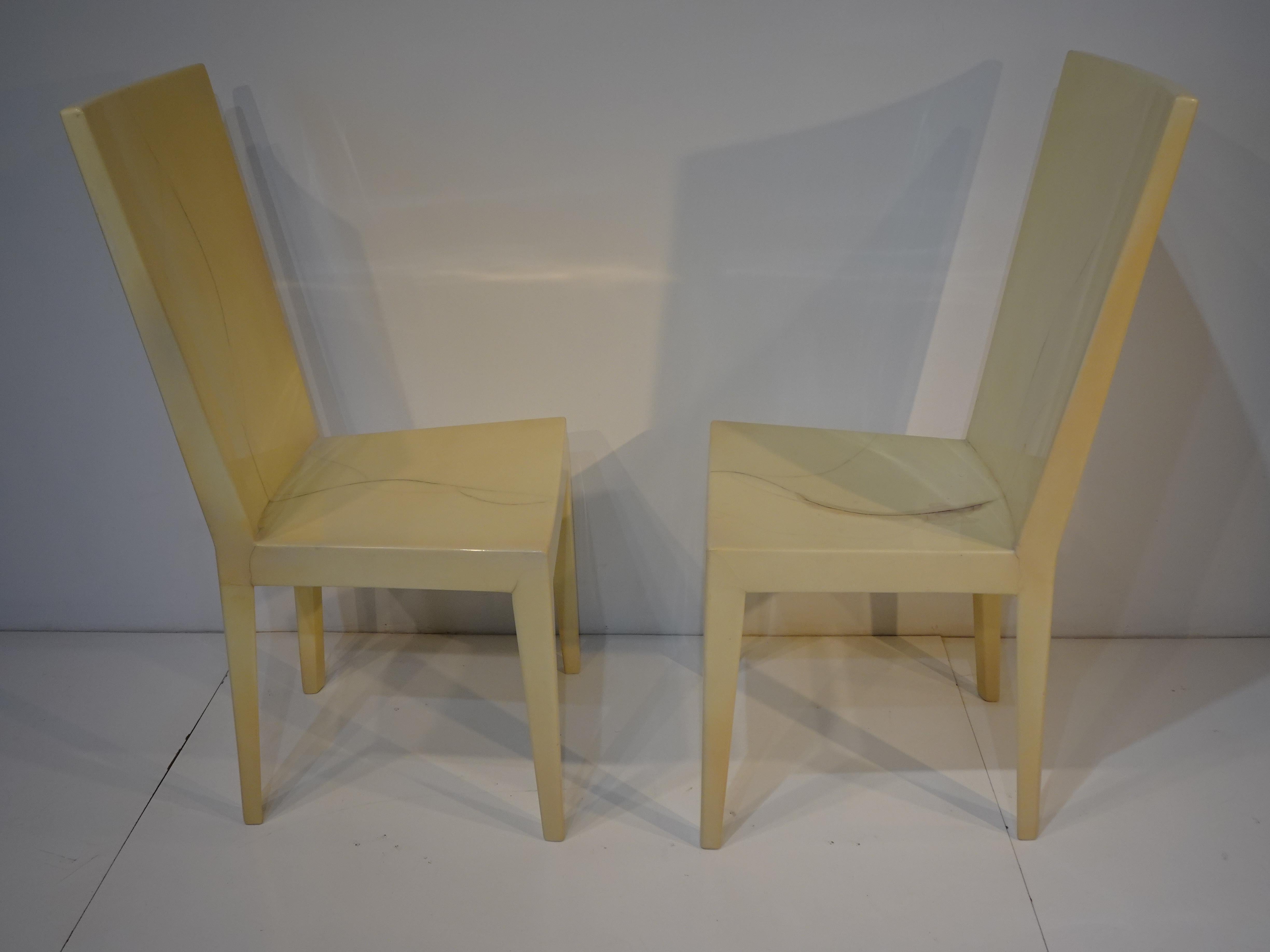 Karl Springer JMF Lacquered Goatskin Chairs 4