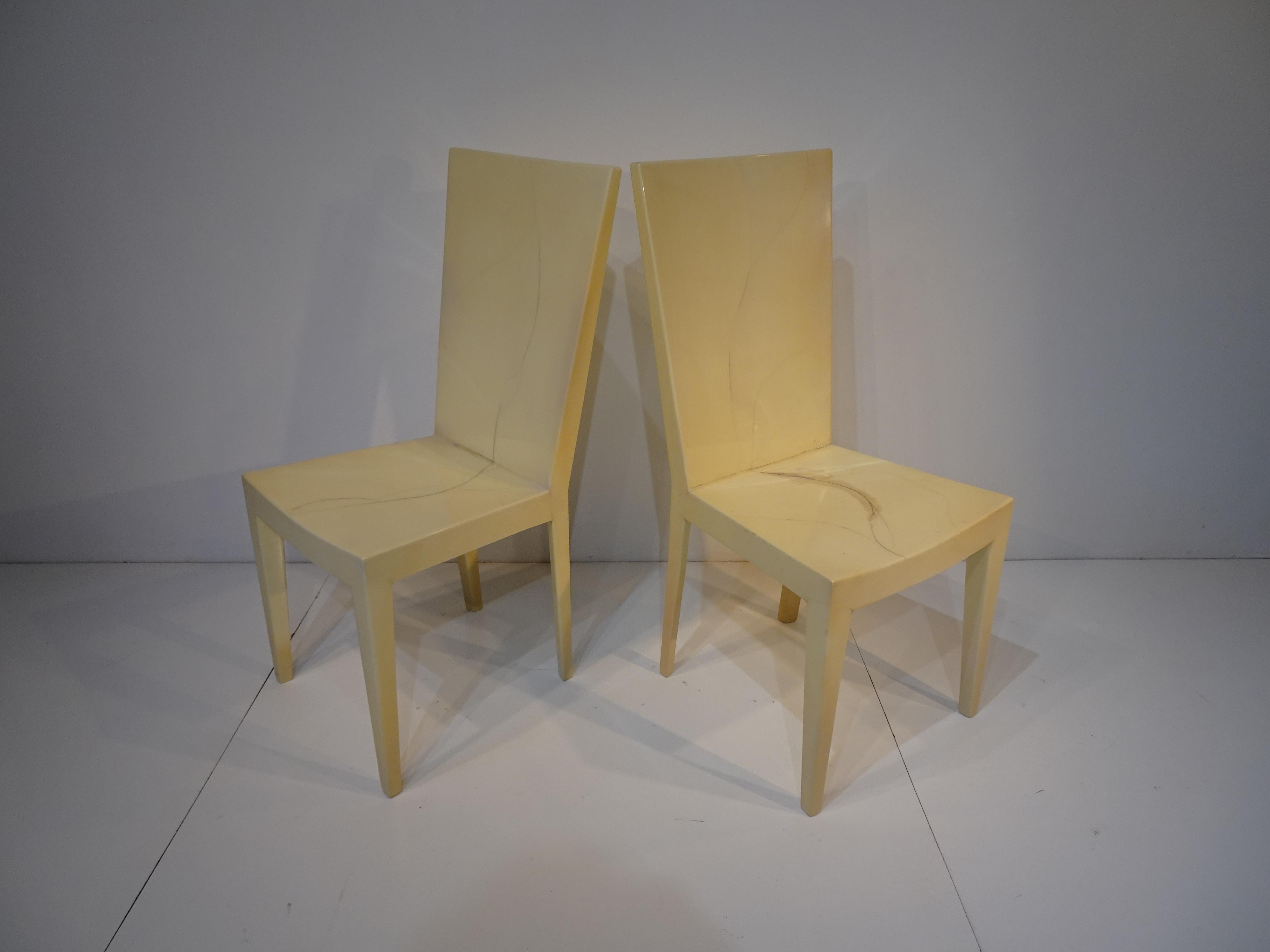 Karl Springer JMF Lacquered Goatskin Chairs For Sale 5