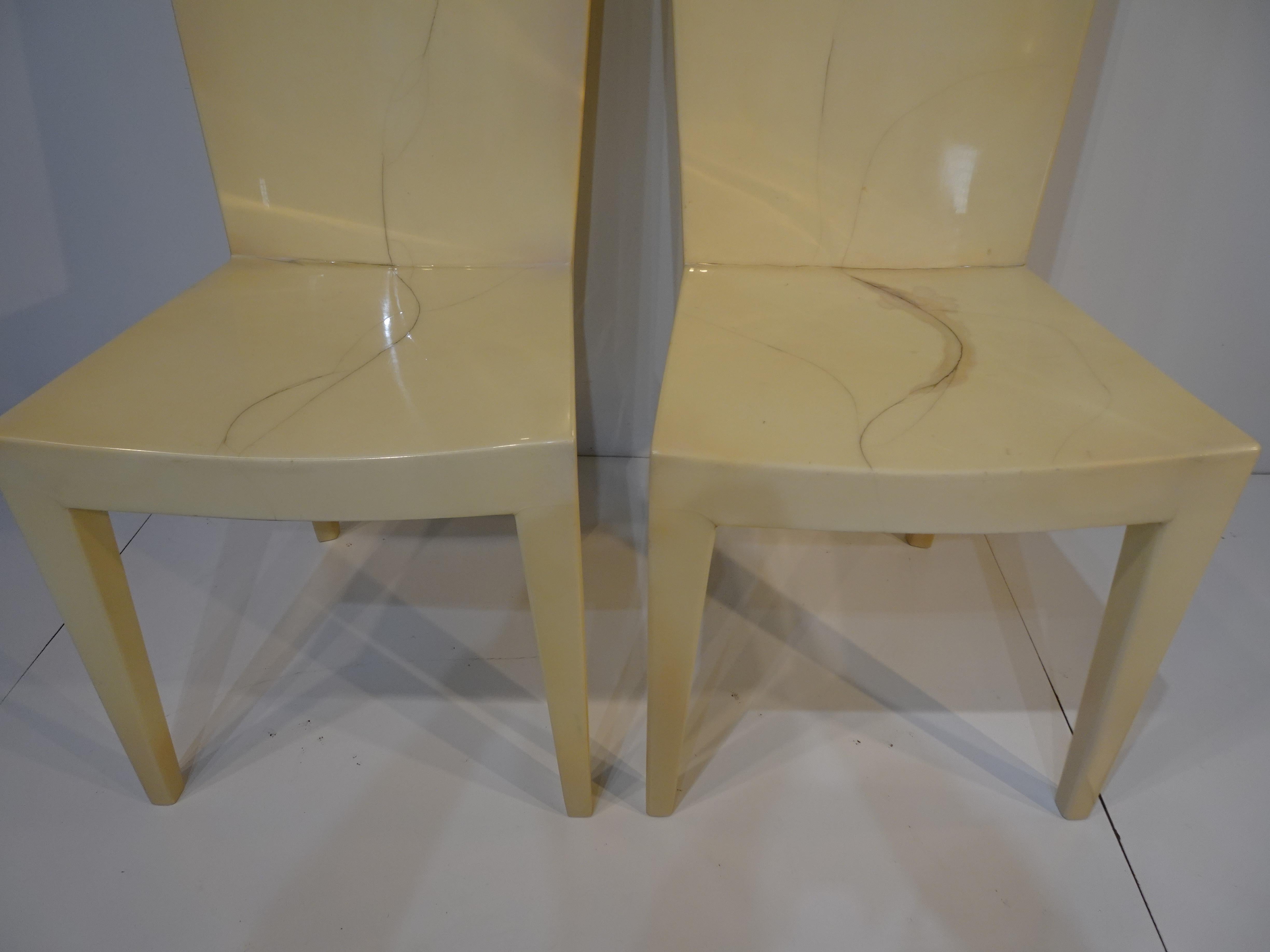 Karl Springer JMF Lacquered Goatskin Chairs In Good Condition For Sale In Cincinnati, OH