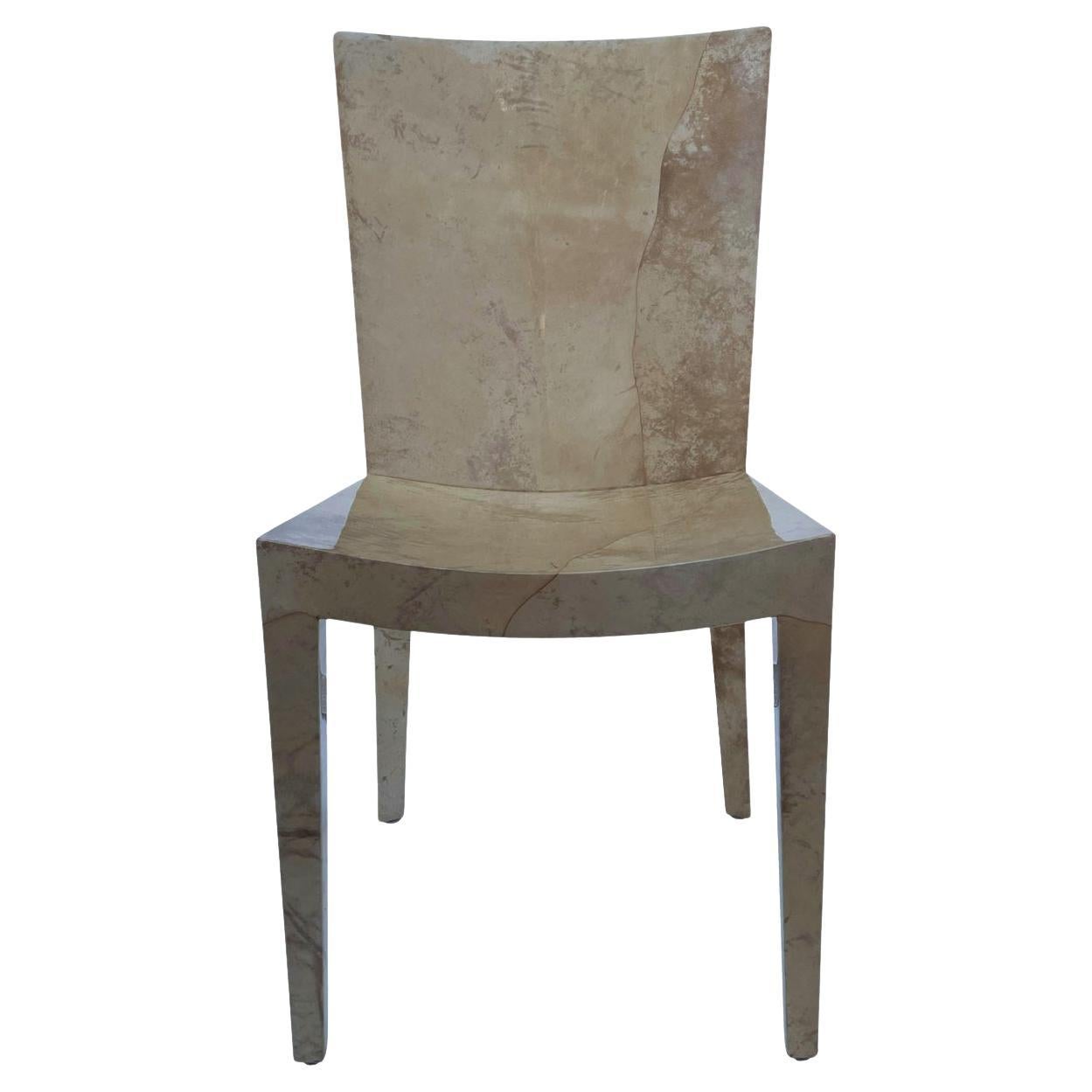Karl Springer JMF Lacquered Goatskin Desk Chair or Side Chair in Beige & Cream