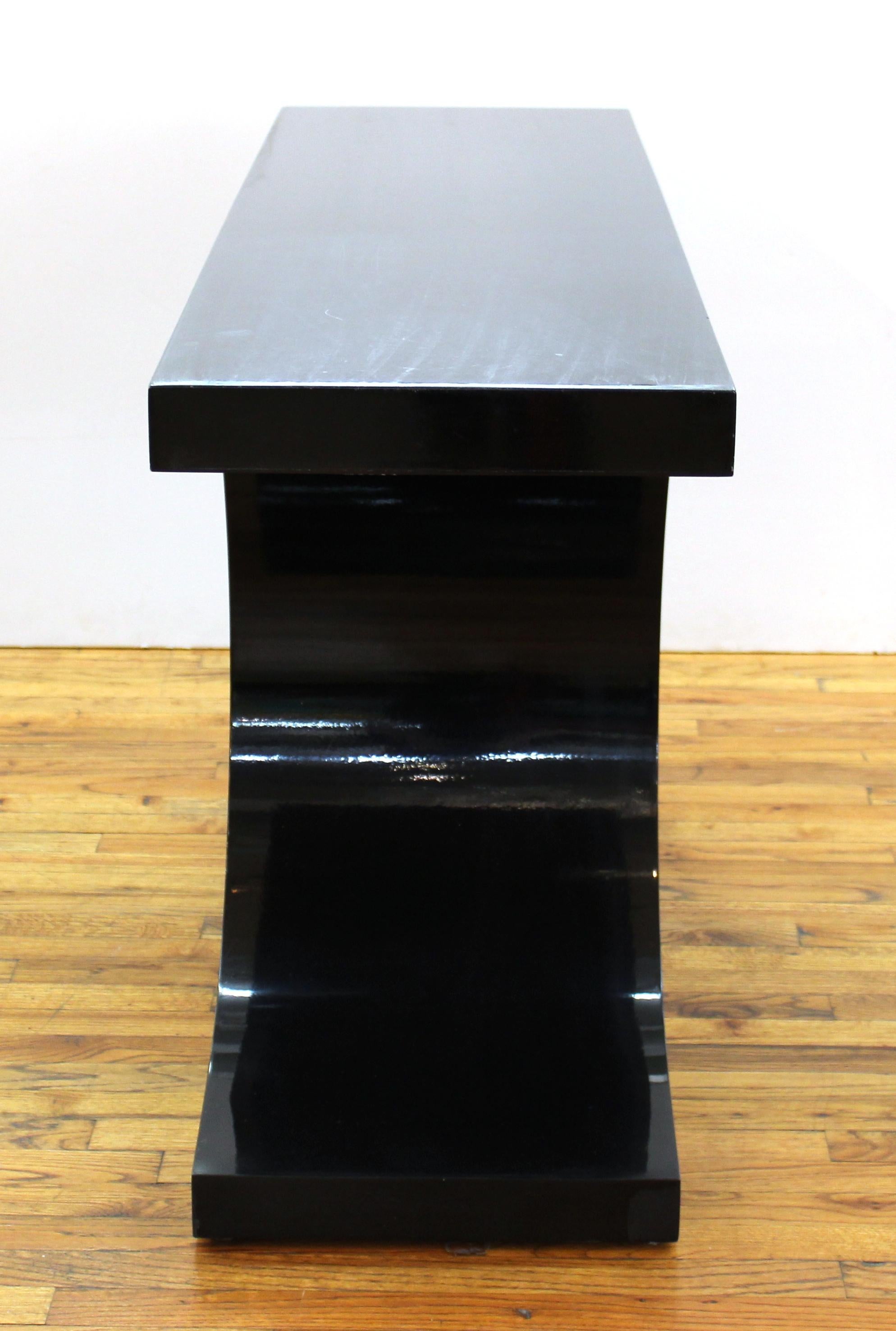 Karl Springer 'JMF' Modern Black Lacquered Console In Good Condition In New York, NY