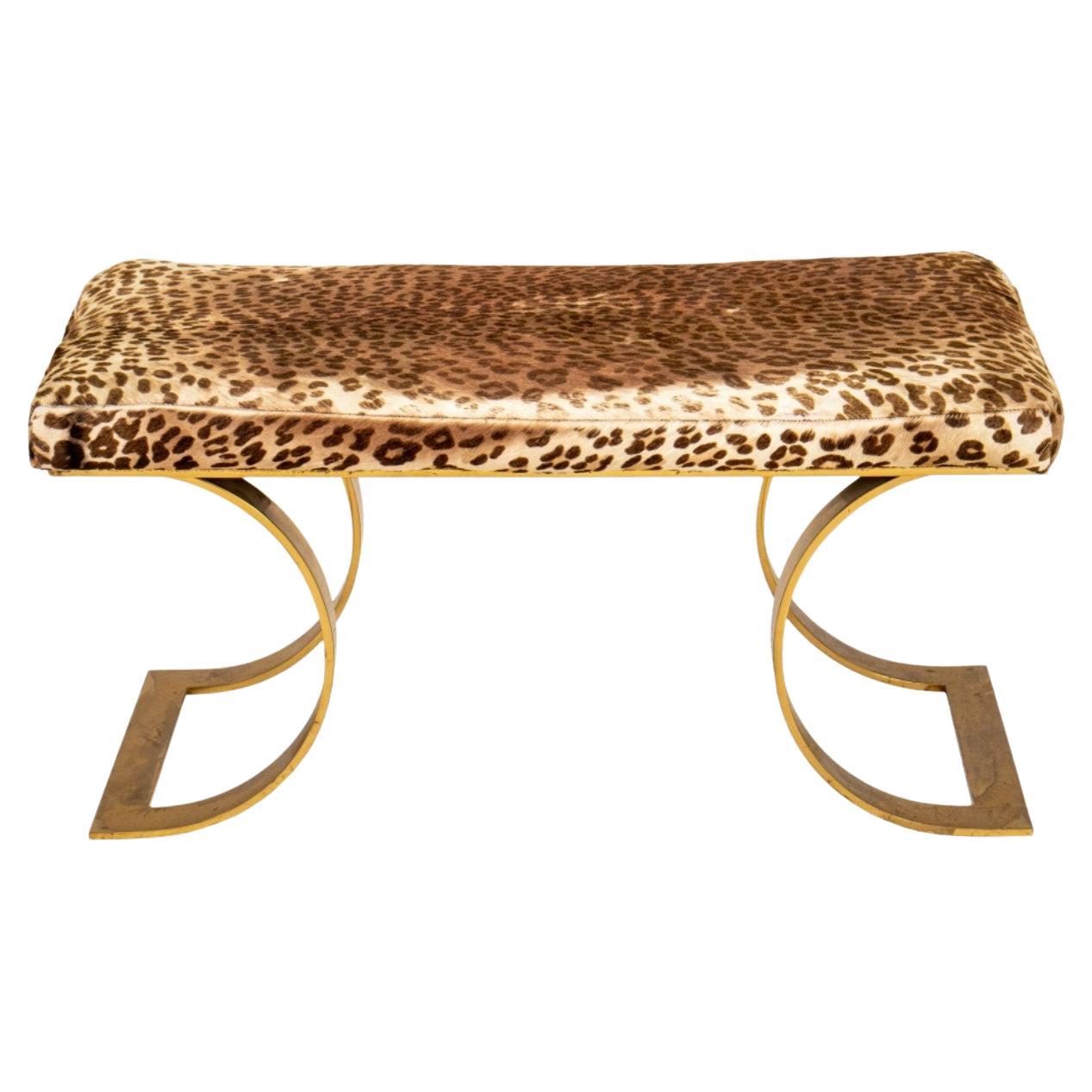 Mid Century Tufted Blue Bench with Brass Legs at 1stDibs brass leg