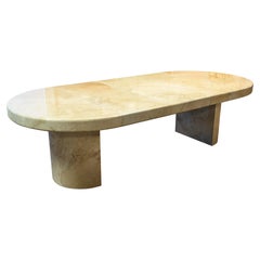 Table de salle à manger extensible en peau de chèvre laquée des années 1970 avec 4 abattants