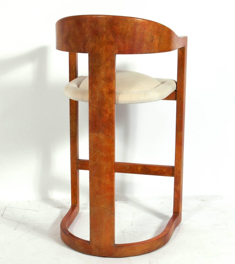 Karl Springer Lacquered Goatskin Bar Stool At 1stdibs 