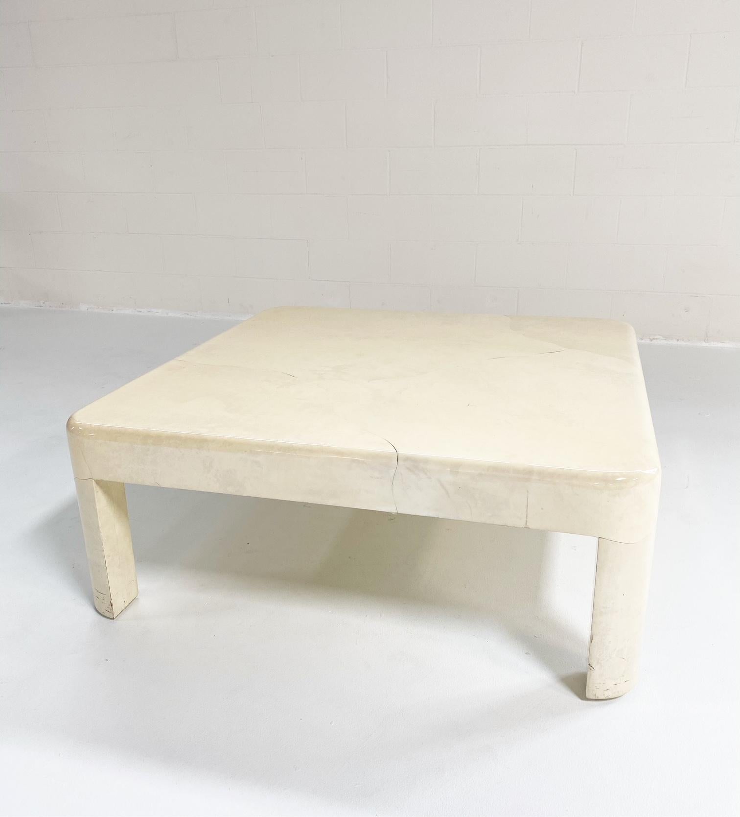 Mid-Century Modern Karl Springer Lacquered Goatskin Coffee Table