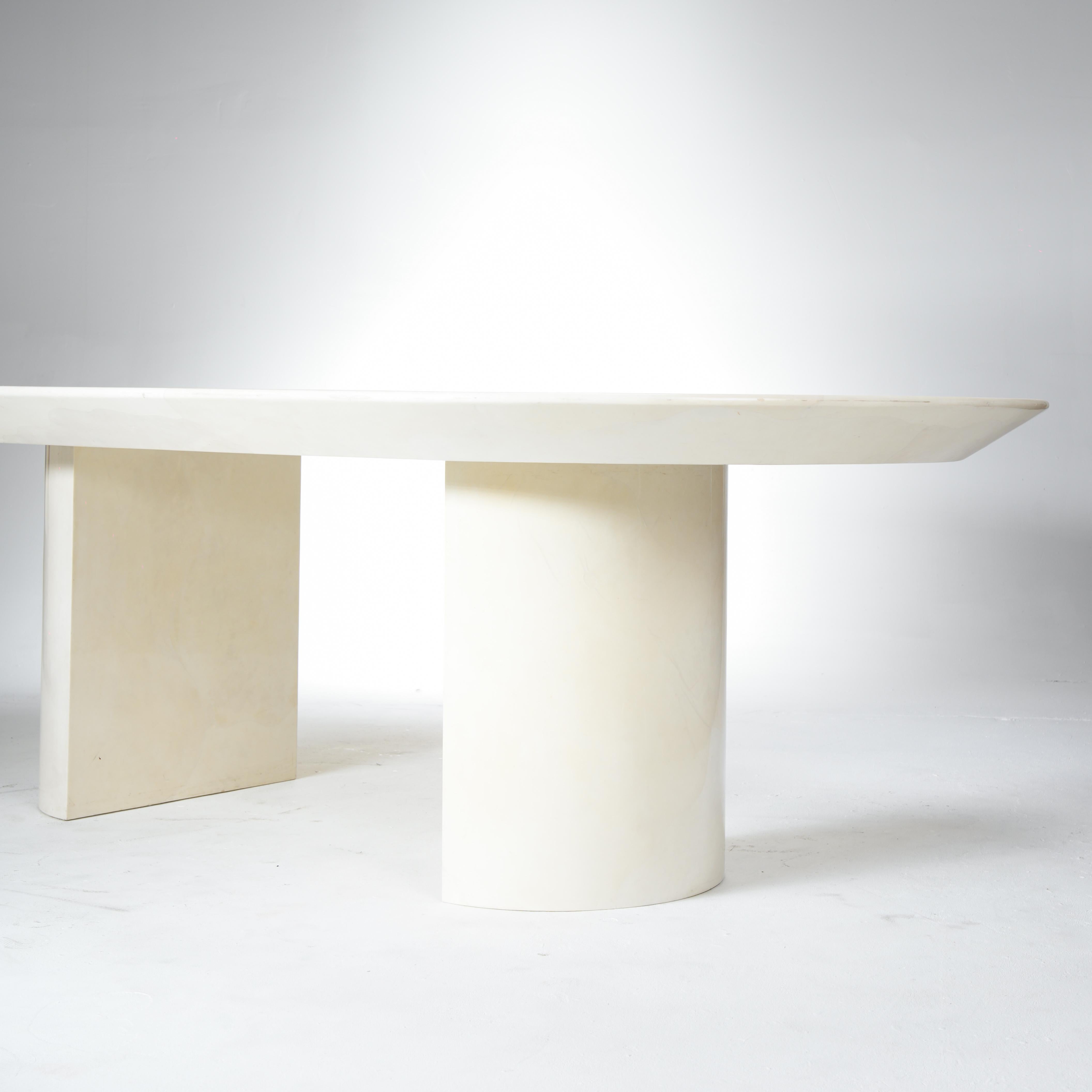 Modern Karl Springer Lacquered Goatskin Oval Dinning Table For Sale