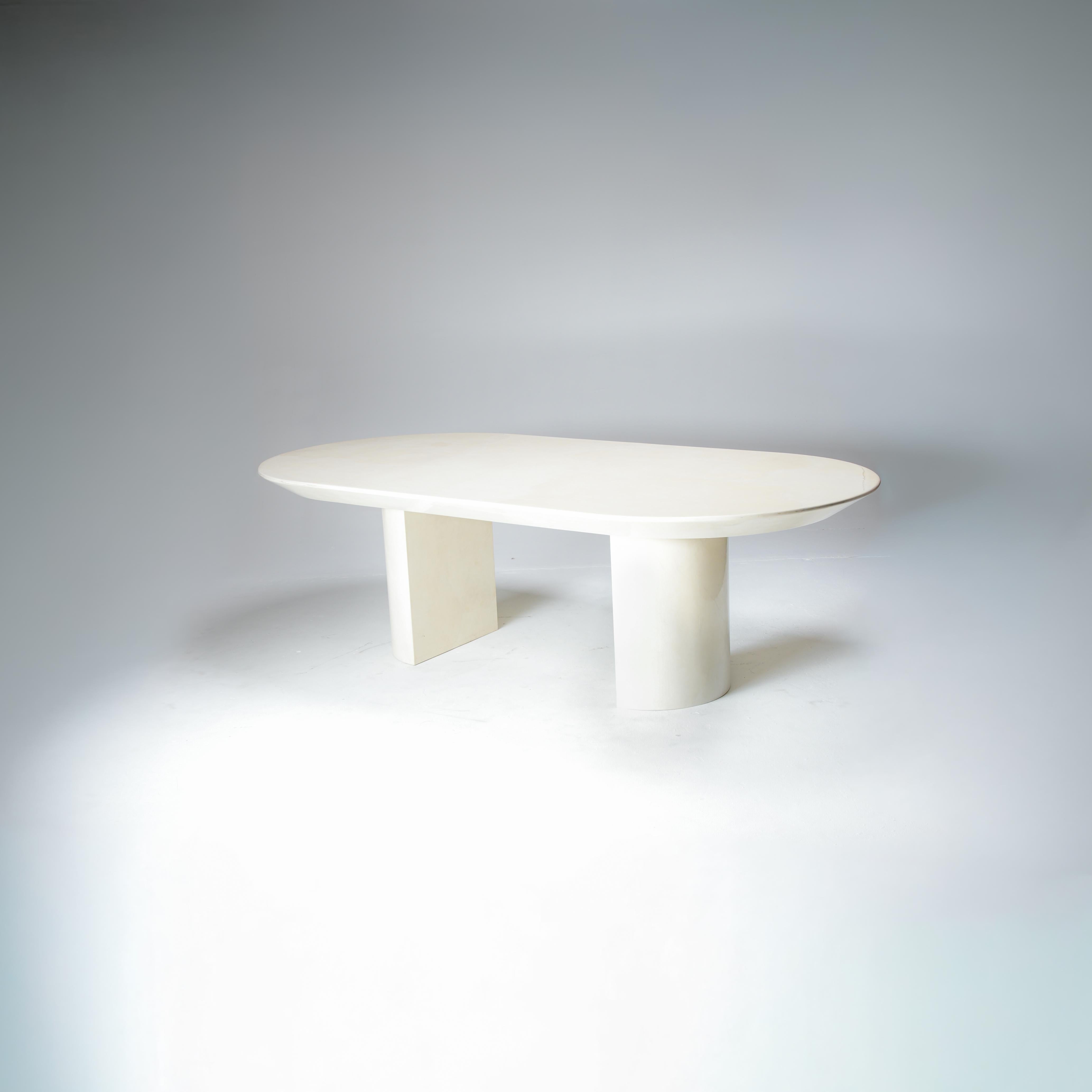 American Karl Springer Lacquered Goatskin Oval Dinning Table For Sale