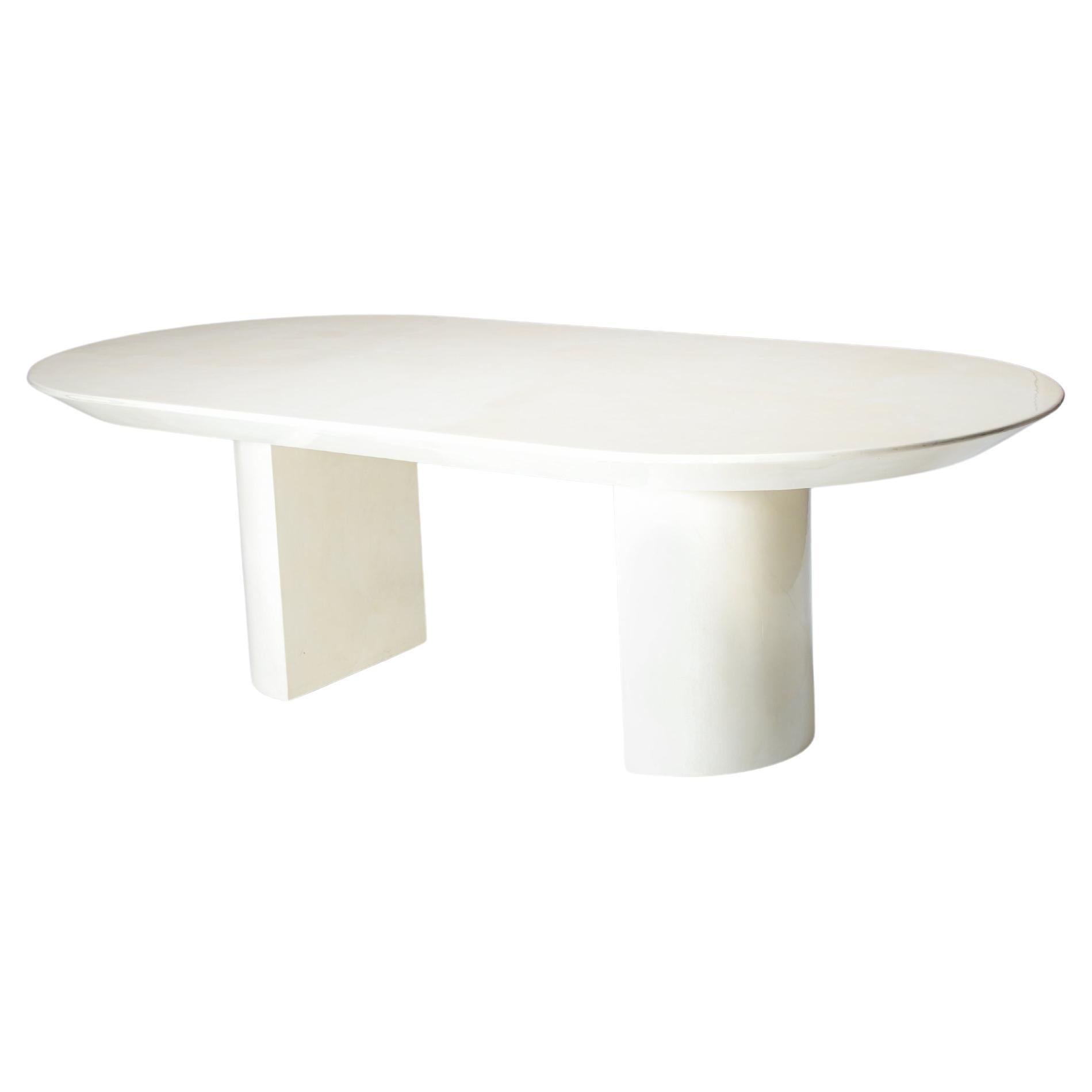 Karl Springer Lacquered Goatskin Oval Dinning Table For Sale