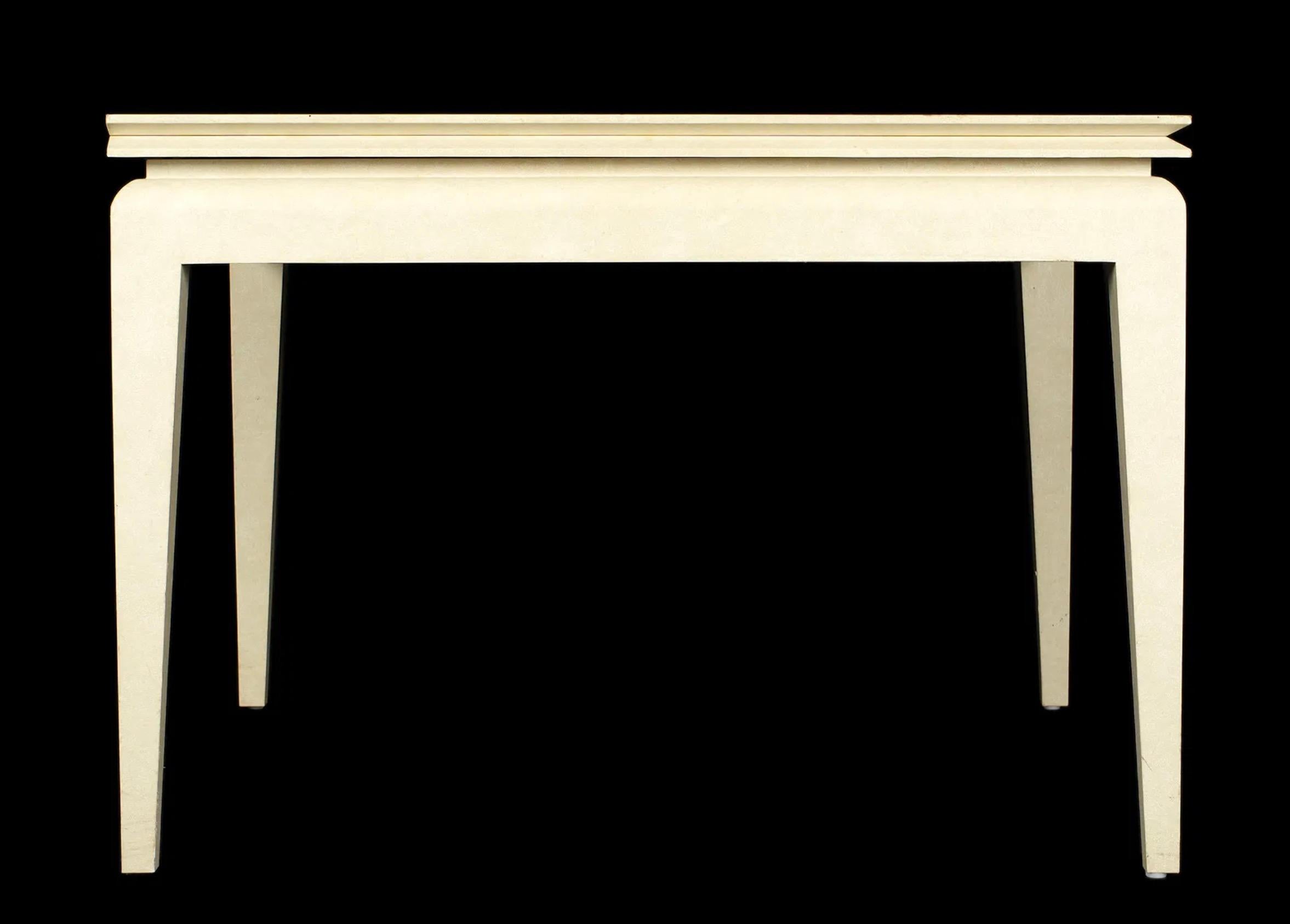 Karl Springer Lacquered Goatskin Parchment Expandable Game Table In Good Condition For Sale In New York, NY