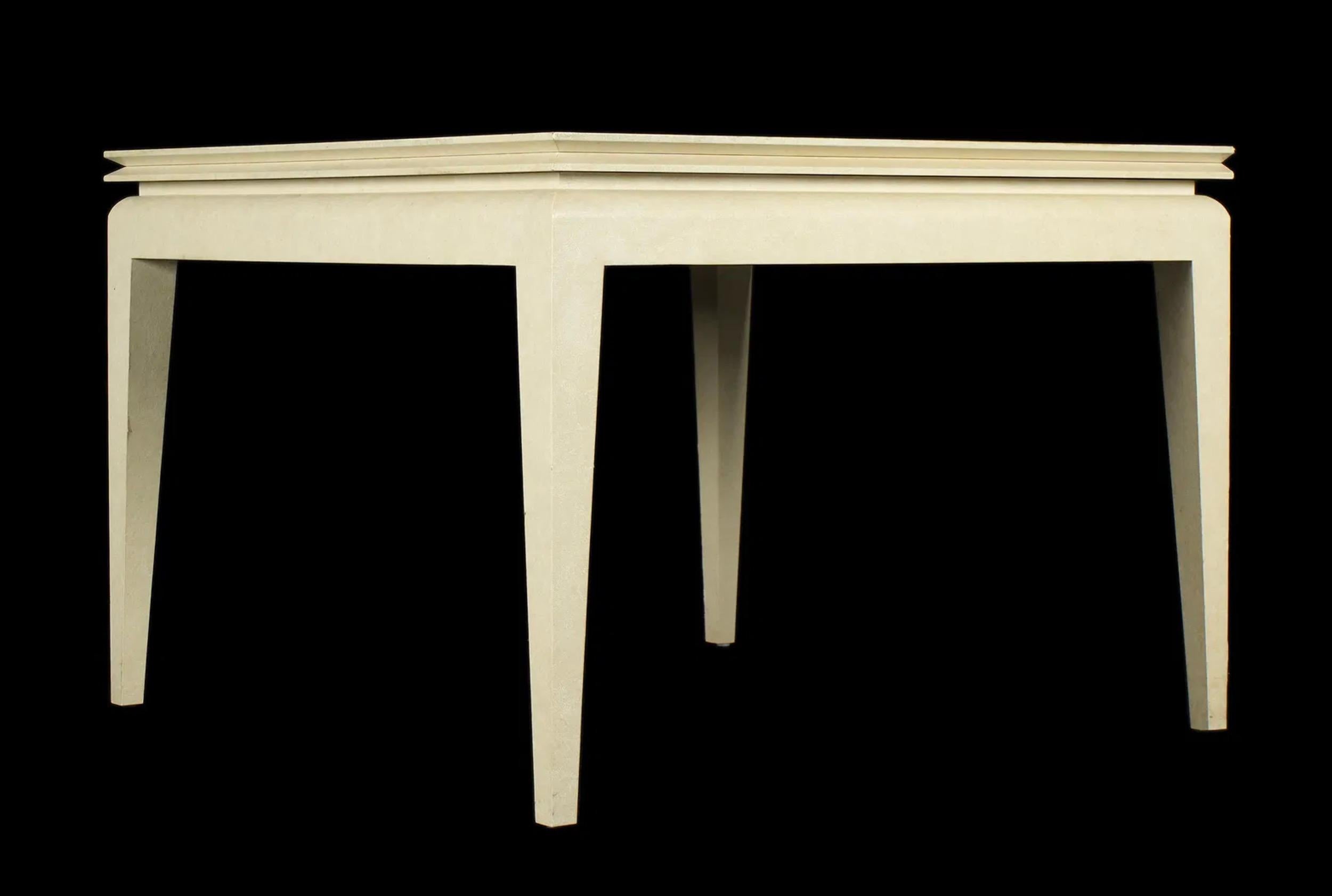 Late 20th Century Karl Springer Lacquered Goatskin Parchment Expandable Game Table For Sale