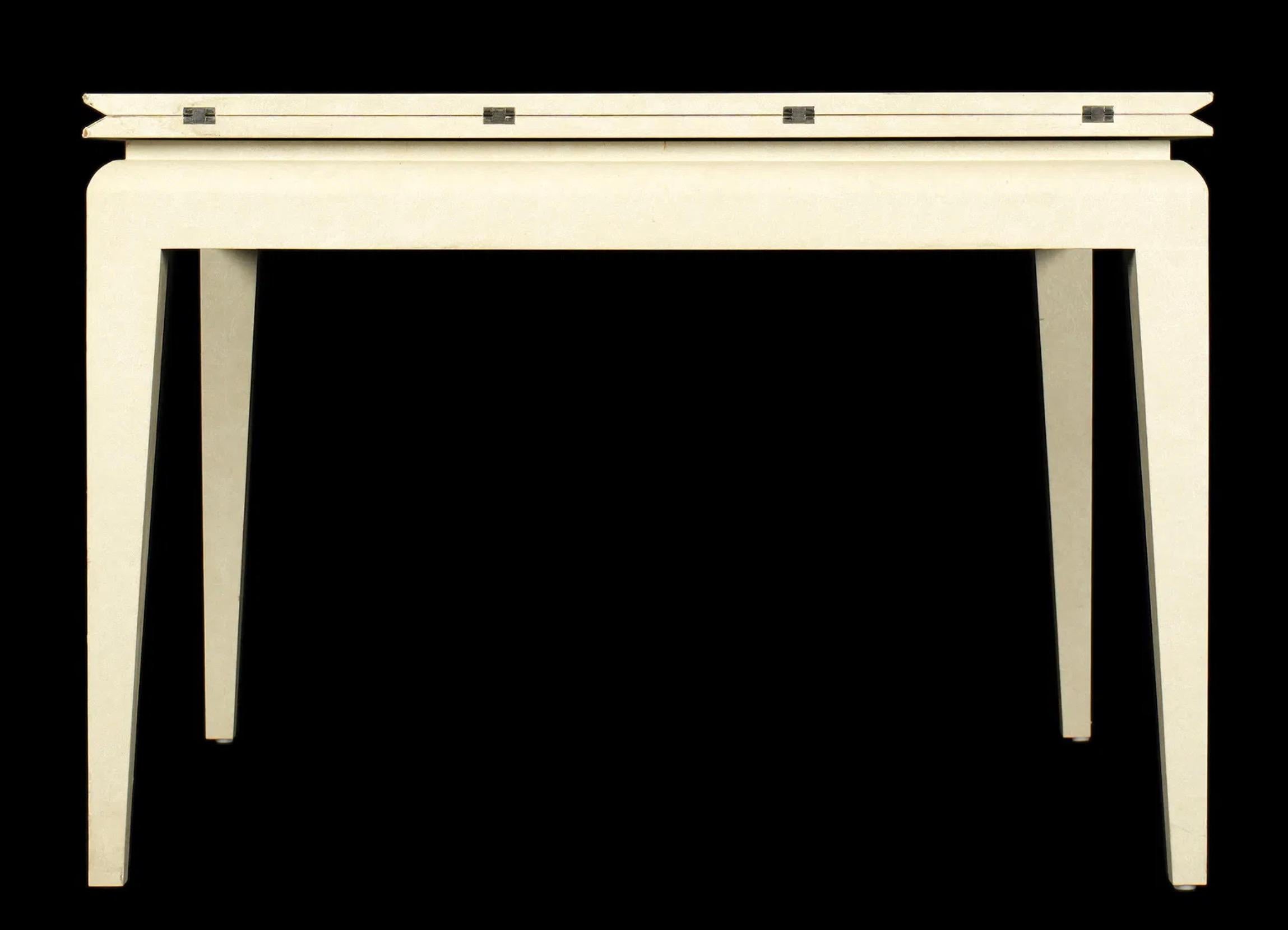 Karl Springer Lacquered Goatskin Parchment Expandable Game Table For Sale 1