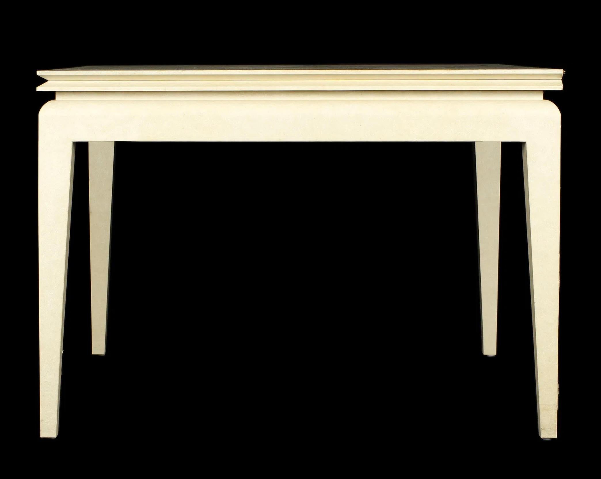 Karl Springer Lacquered Goatskin Parchment Expandable Game Table For Sale 3