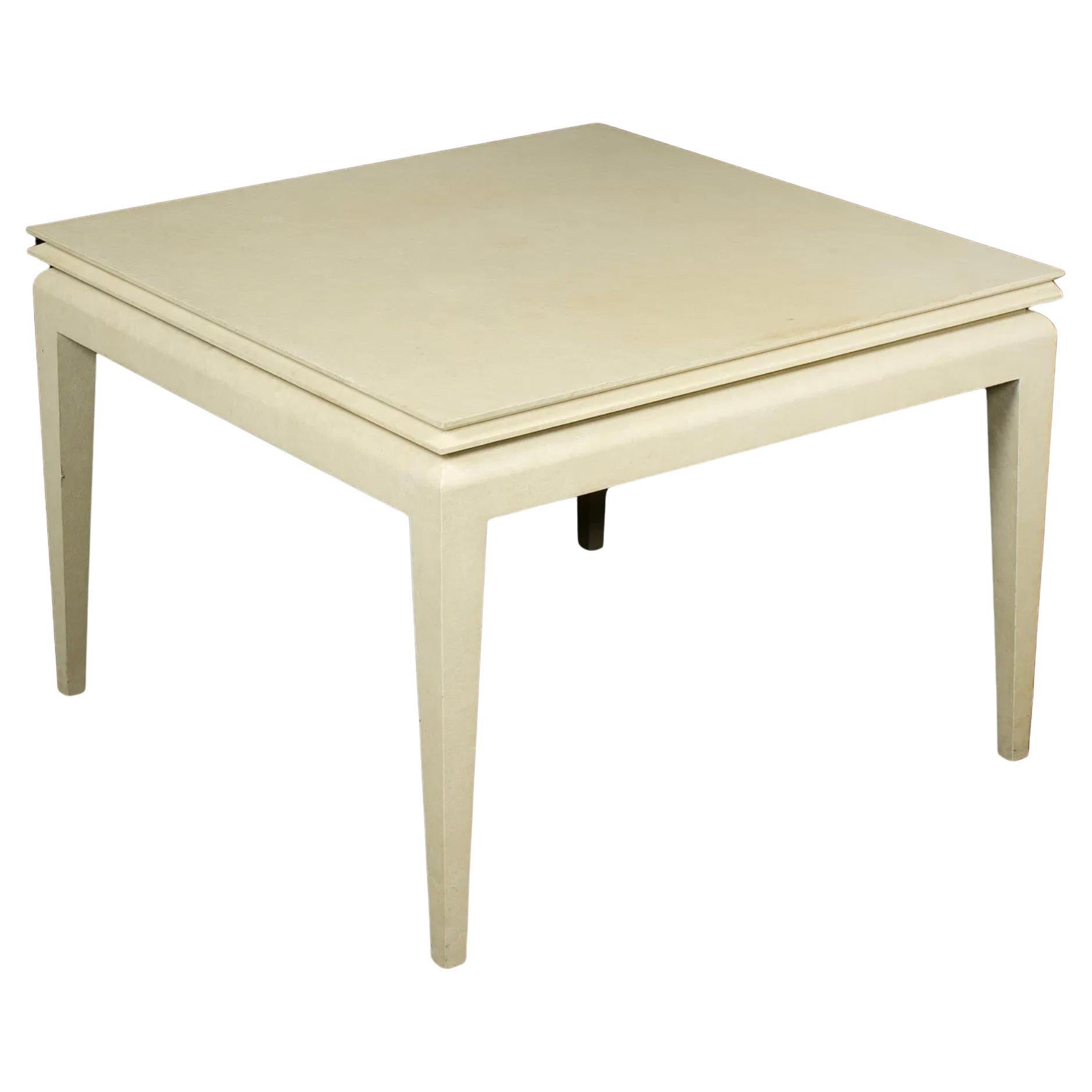 Karl Springer Lacquered Goatskin Parchment Expandable Game Table For Sale