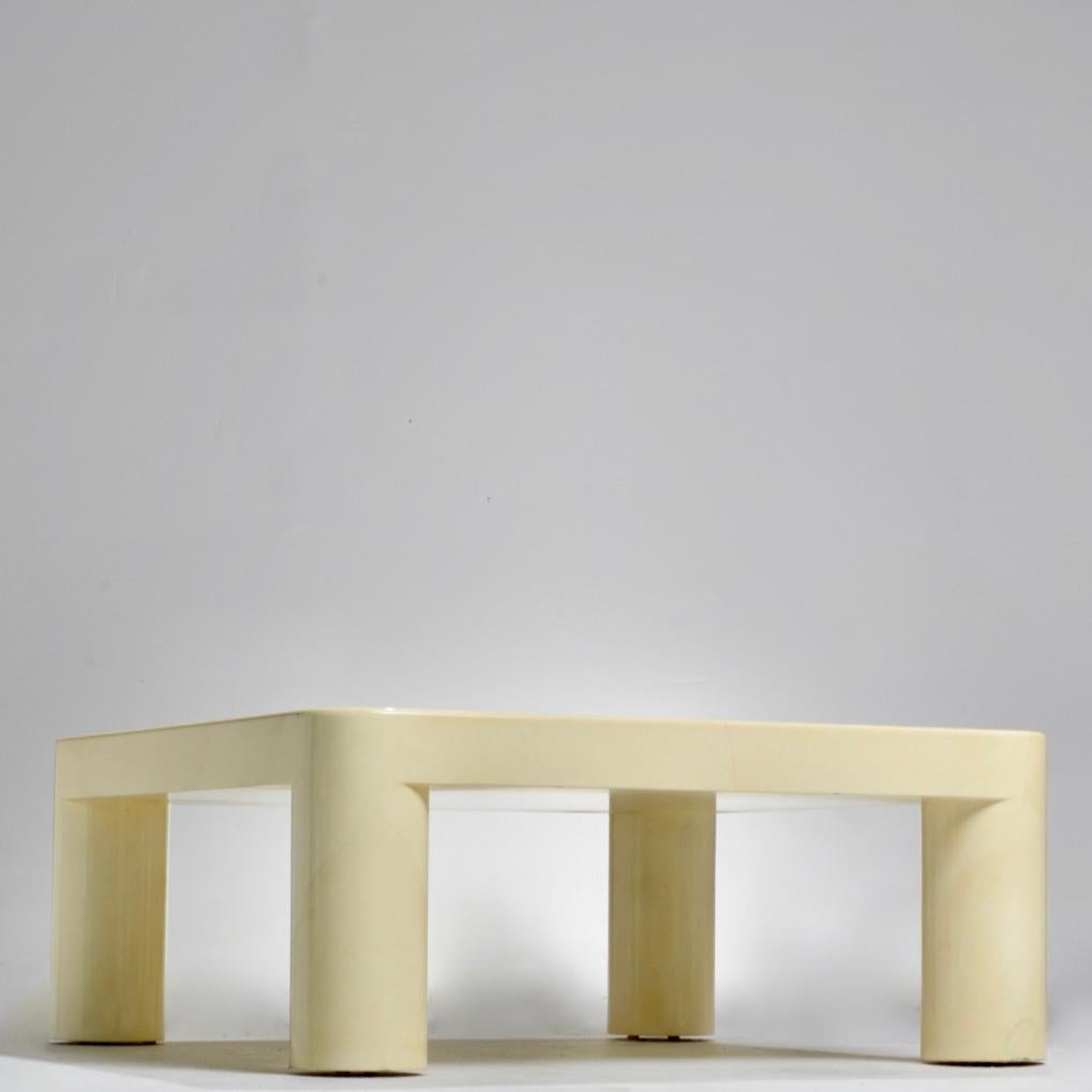 Late 20th Century Karl Springer Lacquered Goatskin Square Coffee Table For Sale