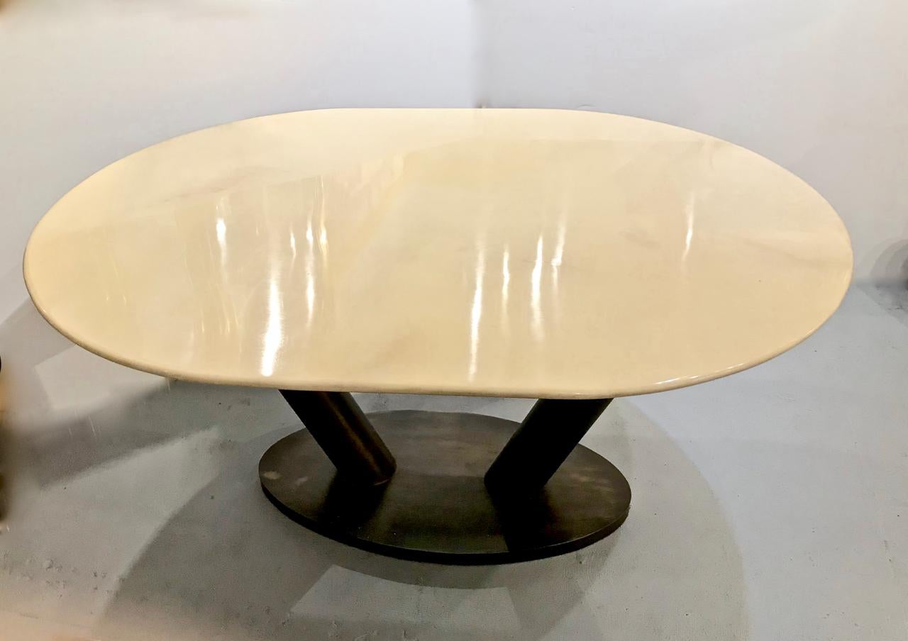 Mid-Century Modern Karl Springer Lacquered Goatskin Table