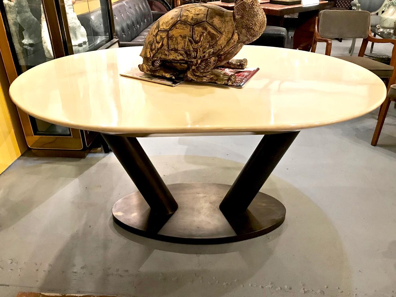 Karl Springer Lacquered Goatskin Table In Good Condition In Pasadena, CA