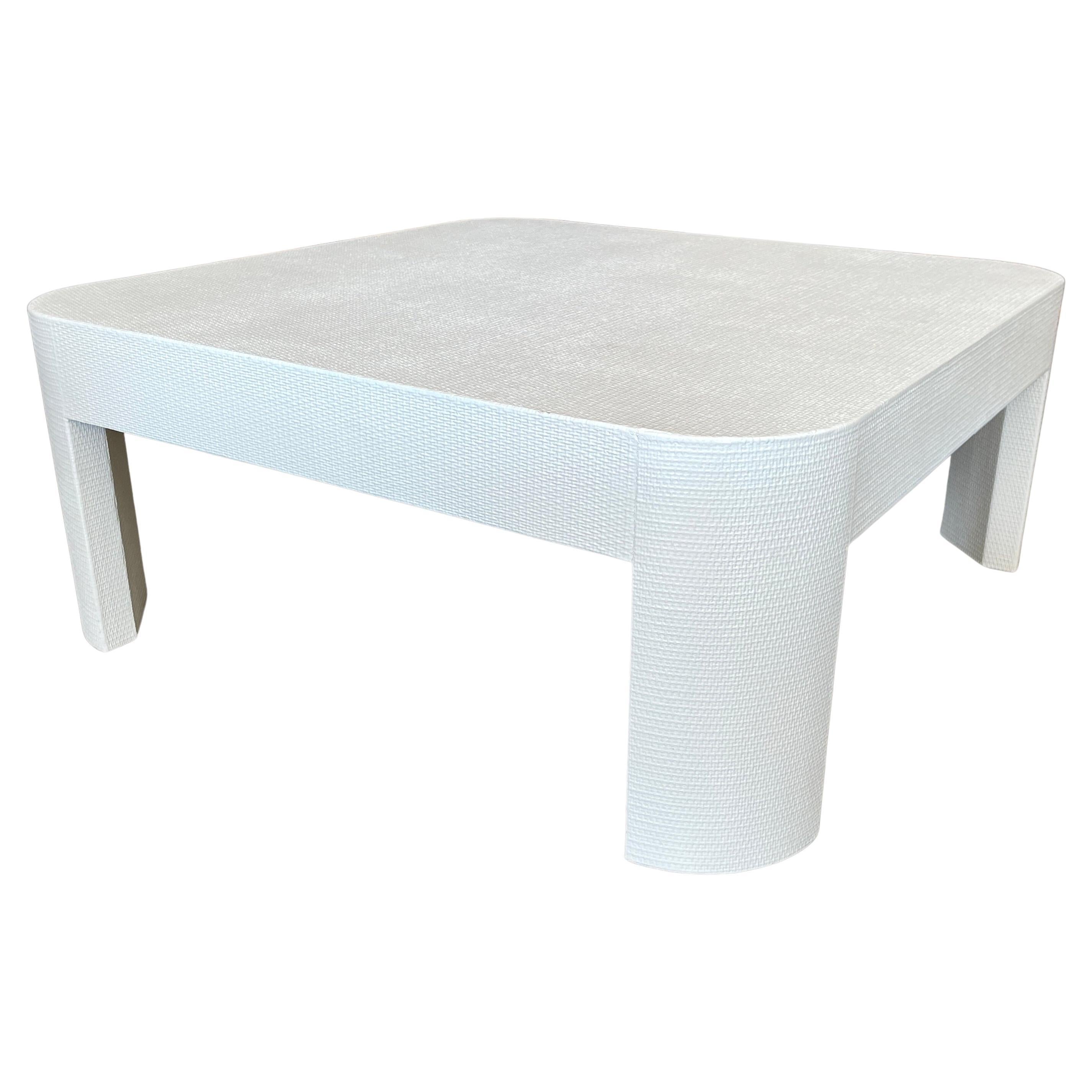 Karl Springer Lacquered Linen Square Coffee Table