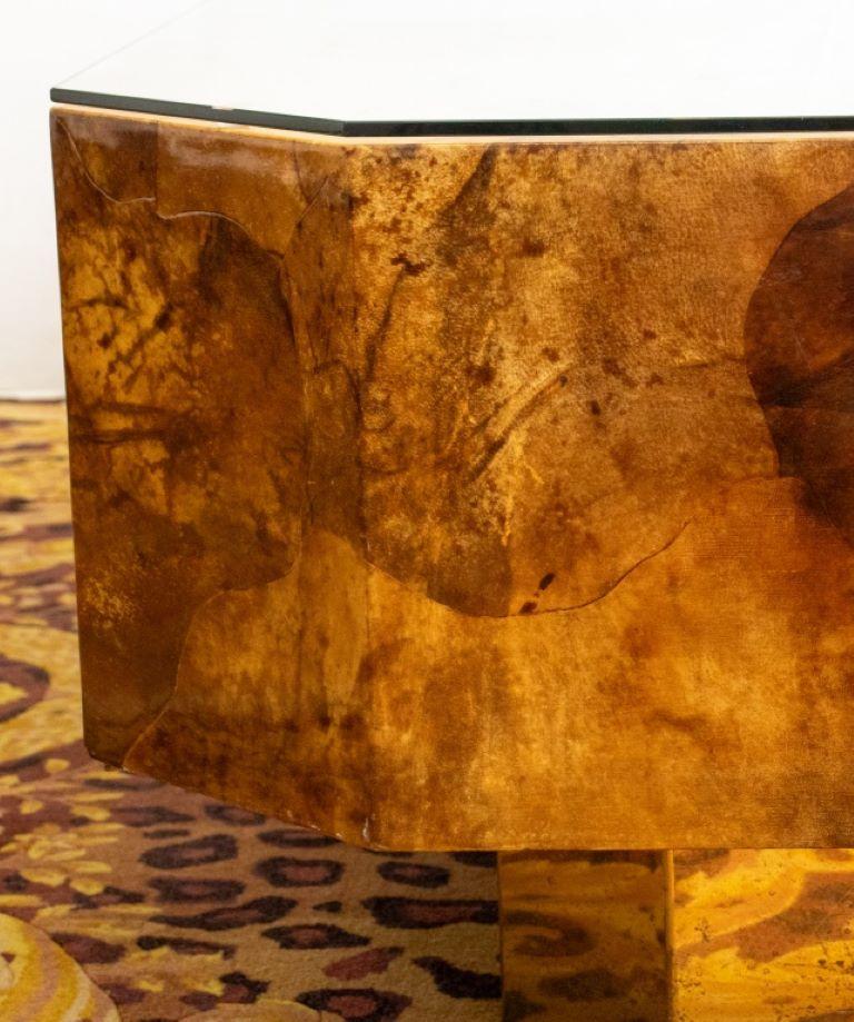 20th Century Karl Springer Lacquered Parchment Coffee Table For Sale