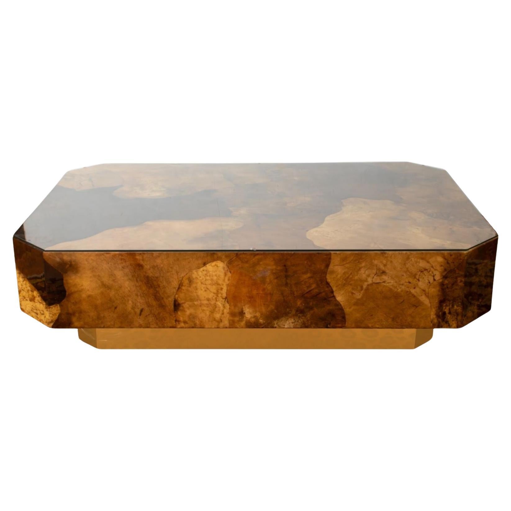 Karl Springer Lacquered Parchment Coffee Table For Sale