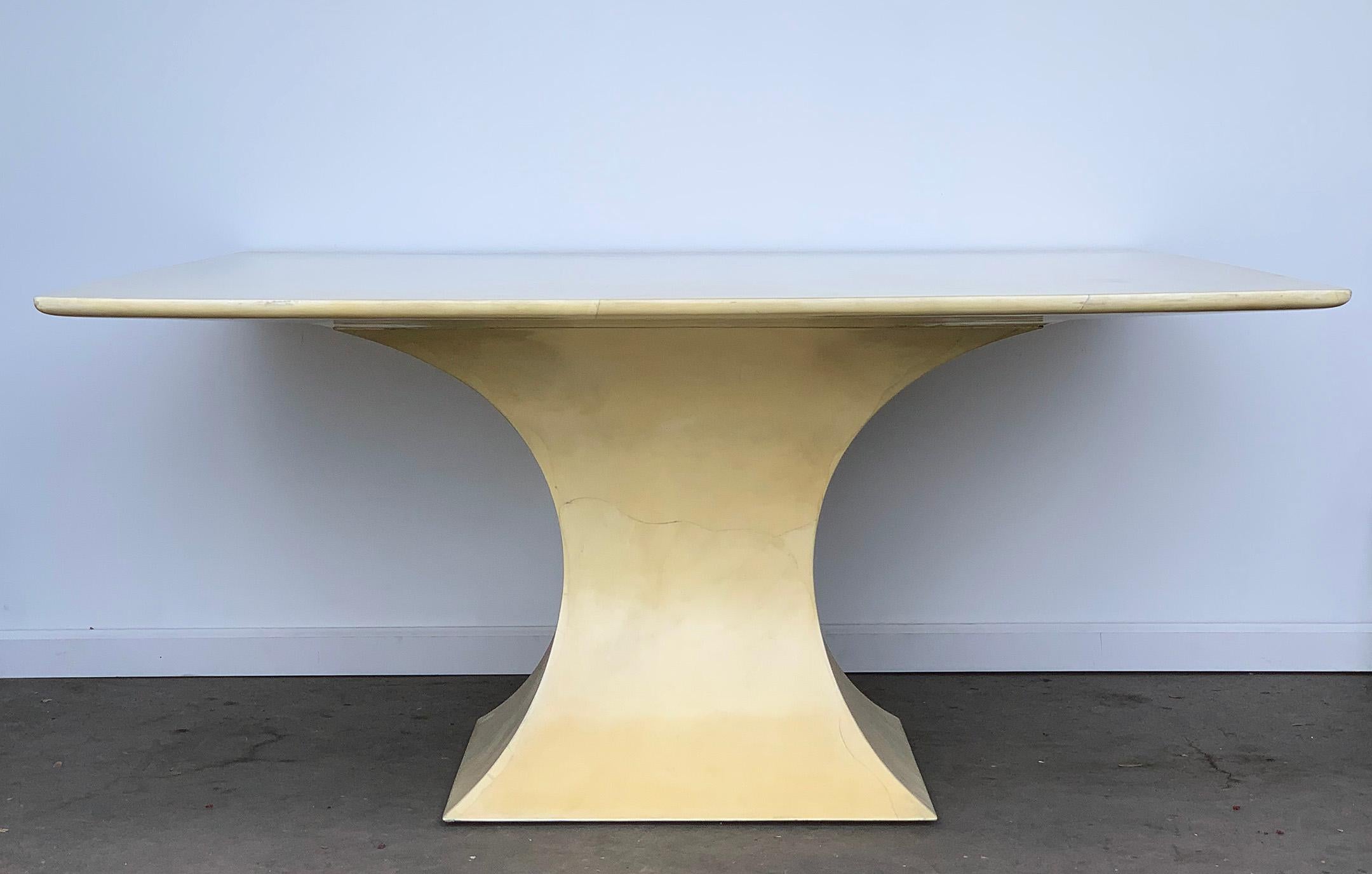 Late 20th Century Karl Springer Lacquered Square Goatskin Parchment Dining Table