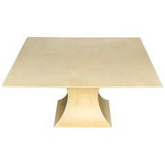 Karl Springer Lacquered Square Goatskin Parchment Dining Table