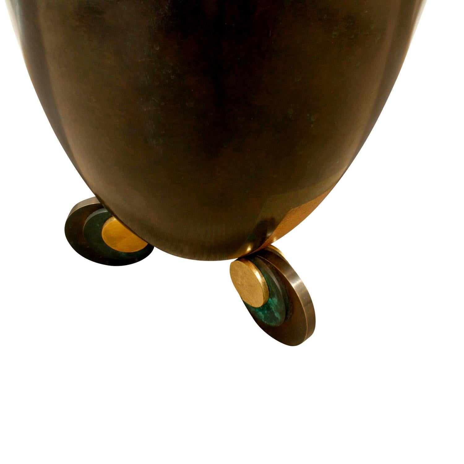 Karl Springer Large Bronze and Copper Art Deco Vase, 1980s (Ende des 20. Jahrhunderts)