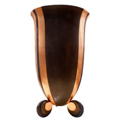 Karl Springer Large Bronze and Copper Art Deco Vase, 1980s