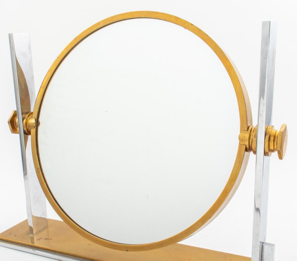 Karl Springer Large Chrome & Brass Vanity Mirror In Good Condition In New York, NY