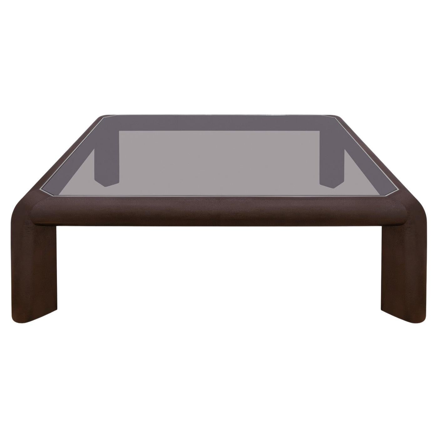 Karl Springer Large Coffee Table in Embossed Lizard Leather 1986, Signed & Dated im Angebot