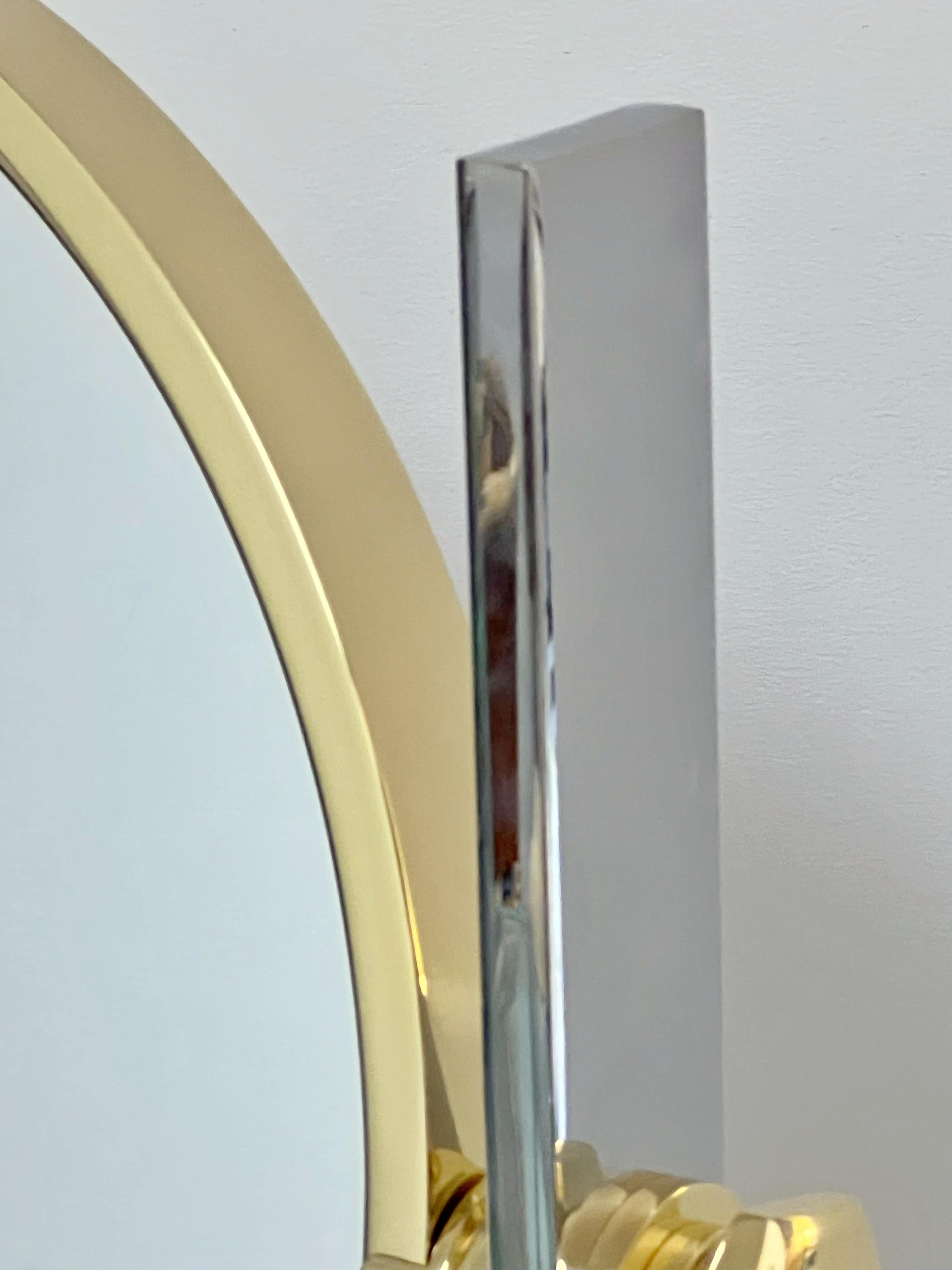 Late 20th Century Karl Springer Large Double Table Mirror, Brass and Nickel 1980s For Sale