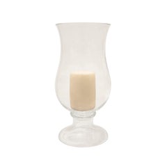 Karl Springer Large Hand-Blown Glass Hurricane Candle Holder 1980s 'Signed'