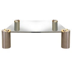 Karl Springer Large "Sculpture Leg Coffee Table" in Gunmetal and Brass, 1980s