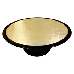 Karl Springer Large Silver Leaf "Round Knife Edge Dining Table" 1993