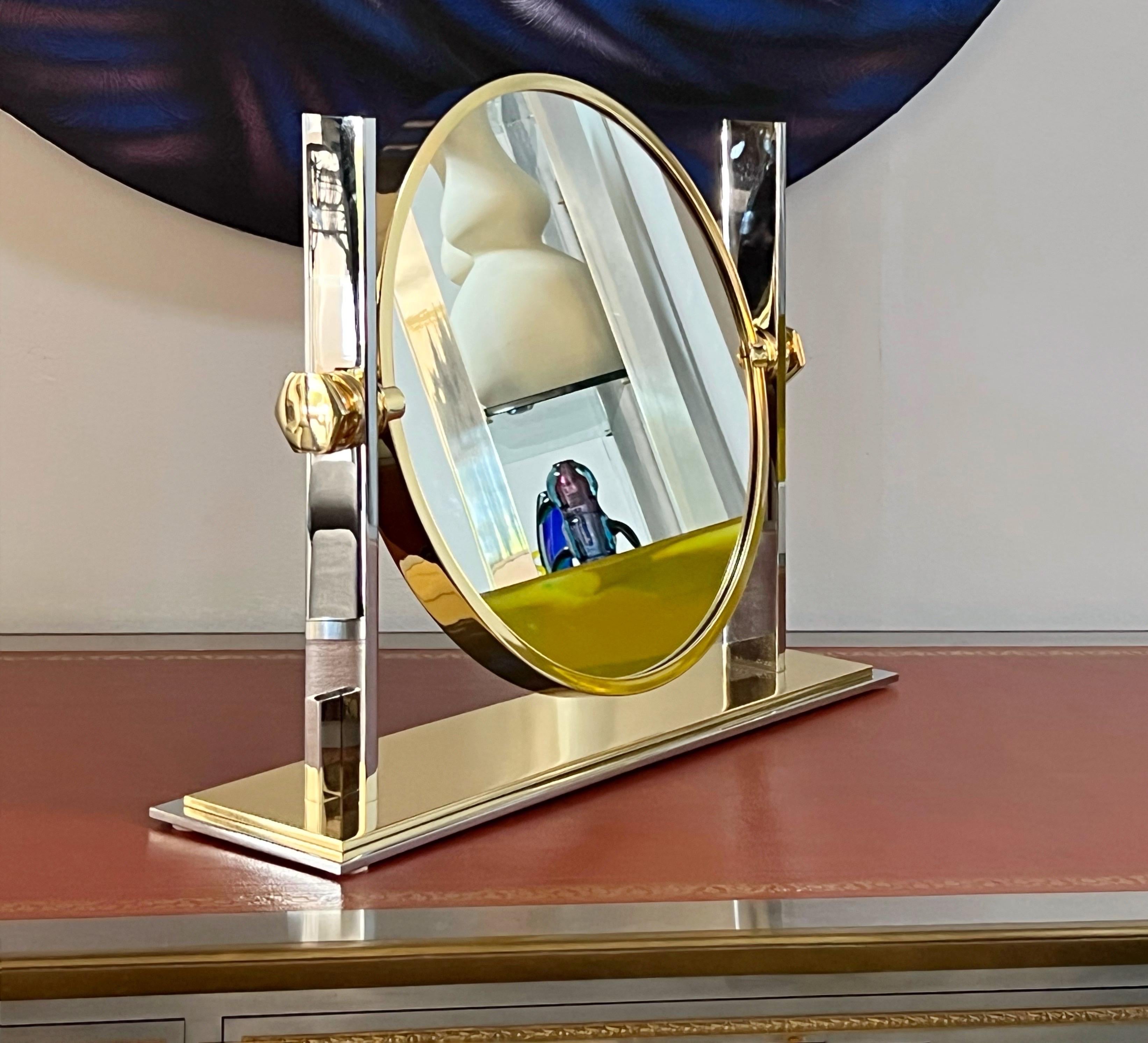 Karl Springer Large Swivel Magnifying Round Mirror For Sale 2
