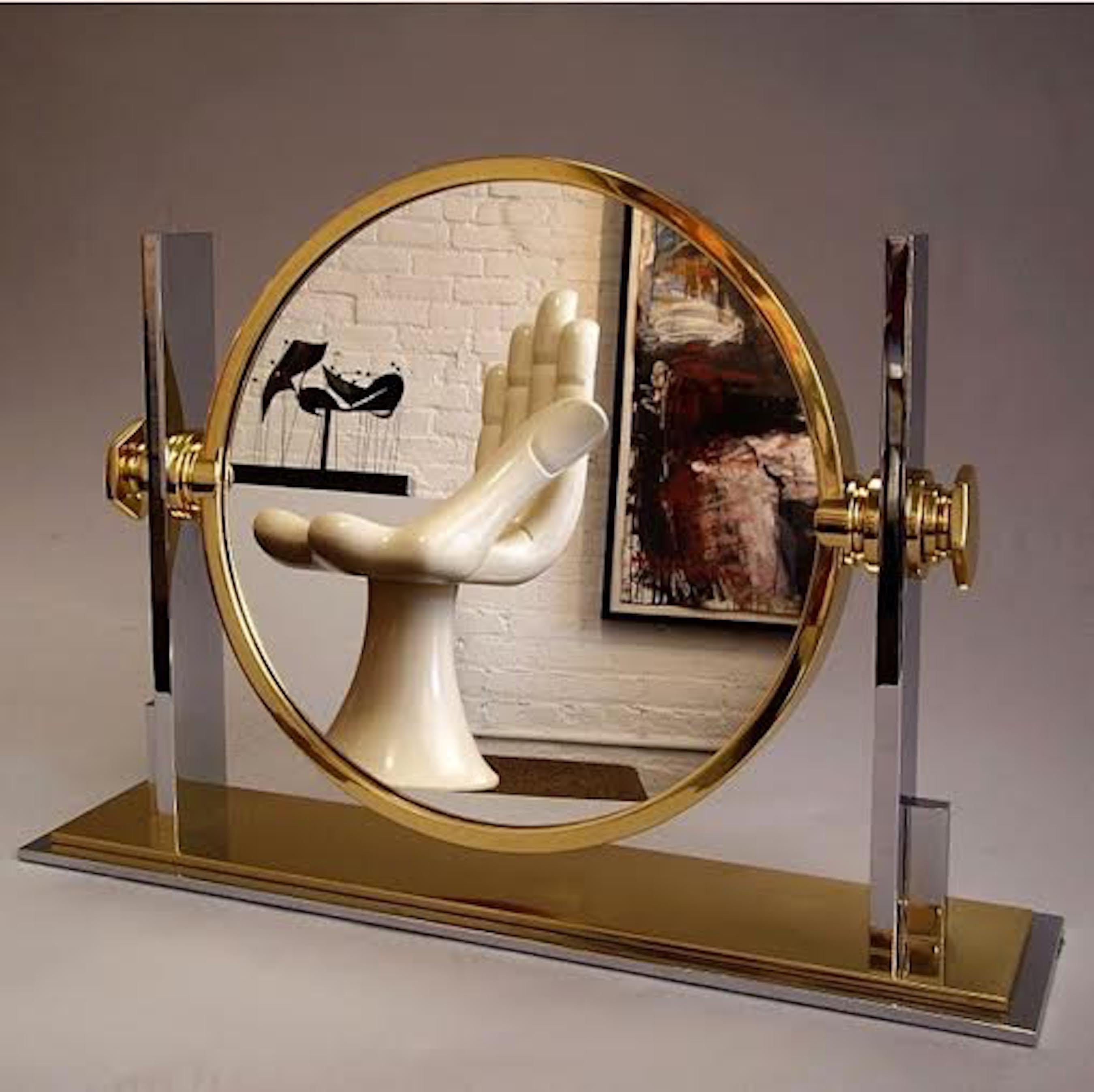 Modern Karl Springer Large Vanity Mirror