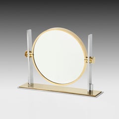 Karl Springer Large Vanity Mirror in Brass and Chrome, USA, 1980s