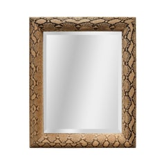 Grand miroir suspendu en jaune pâle et noir en python Karl Springer 1970