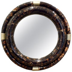 Karl Springer Large Wall Hanging Mirror in Tessellated Horn, 1970s