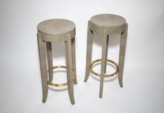 Karl Springer Leather Bar Stools